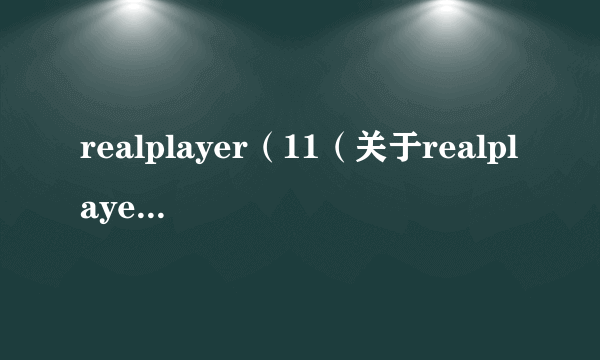 realplayer（11（关于realplayer11的简介））